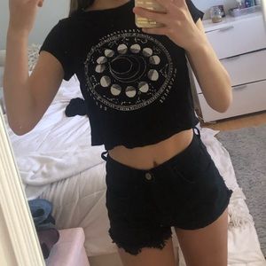 Black soft space crop top